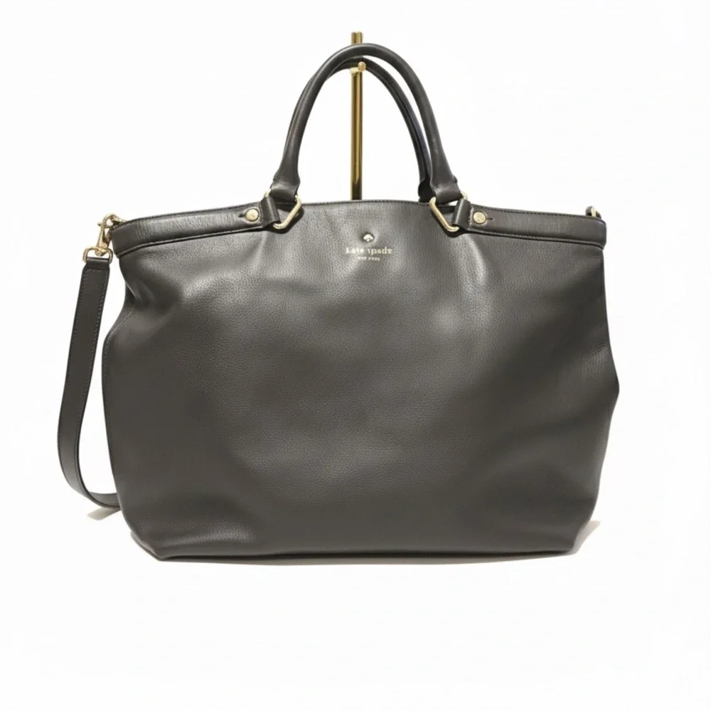 Kate Spade New York Staci Large Black Leather Satchel Shoulder Bag Gold Hardware